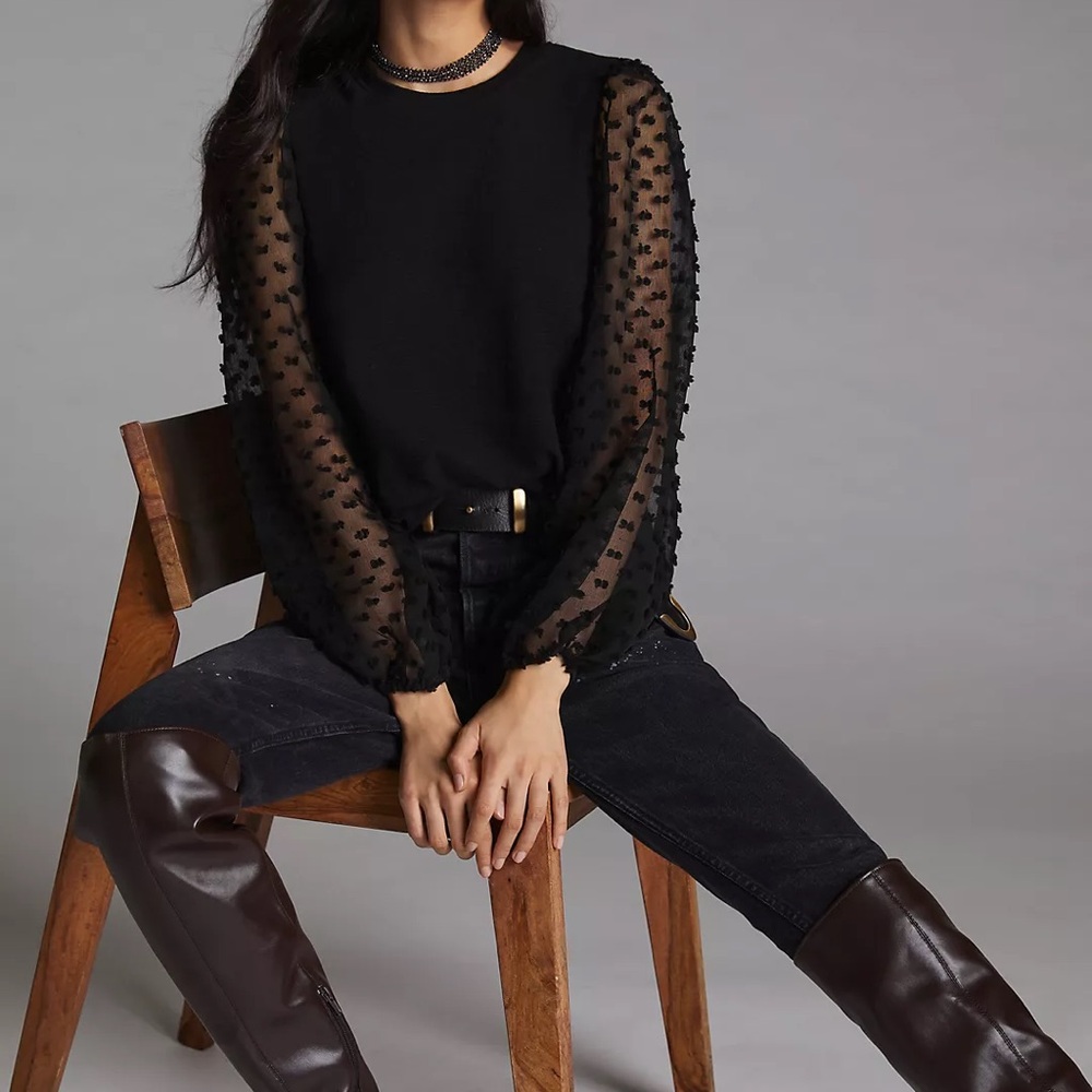 Anthropology | Maeve Textured-Sleeve Top XS